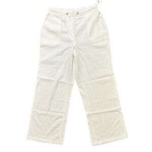NWT CI SONO Linen Blend Wide Leg Drawstring Pants in White SZ M